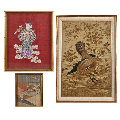 3 CHINESE TEXTILES EMBROIDERY AND 37f16a