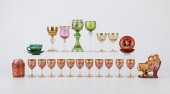 22 PIECES HAND PAINTED BOHEMIAN GLASSWAREGroup
