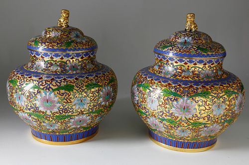 PAIR OF CHINESE CLOISONN COVERED 37f7ec