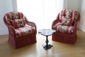 PAIR OF HENRY LINK RED PAINTED WICKER