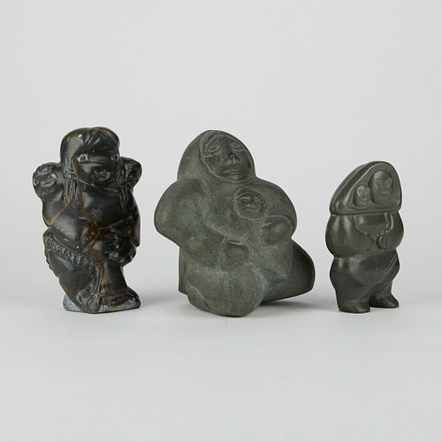 GRP 3 INUIT STONE CARVINGS MOTHER 37f970