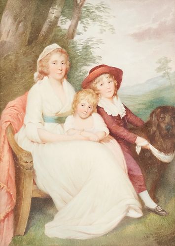 FAMILY PORTRAIT PAINTING SIGNED 37fe29