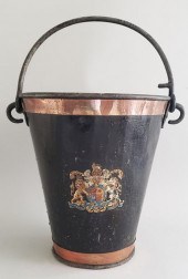 ENGLISH COPPER BANDED PEAT BUCKET, 19TH