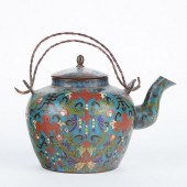 ANTIQUE CHINESE CLOISONNE TEAPOT - MARKEDChinese