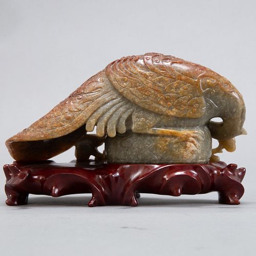 CHINESE 20TH C JADE CARVING PEACOCK 3812cb