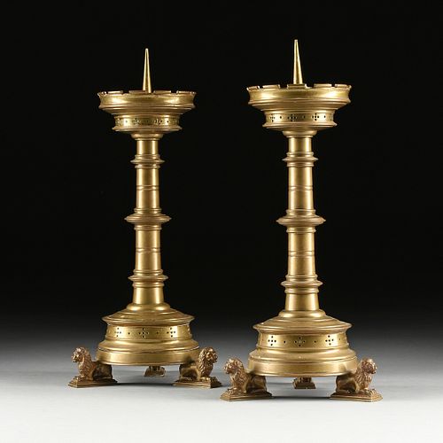 A PAIR OF MEDIEVAL STYLE BRONZE 381323