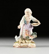 A MEISSEN FIGURAL GROUP OF A FARM GIRL
