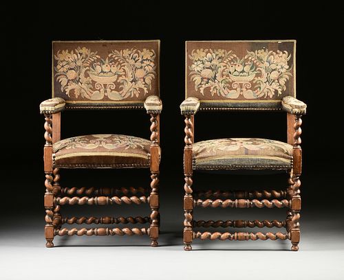 A PAIR OF LOUIS XIII STYLE NEEDLEWORK 3813f4