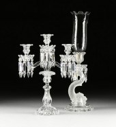 A GROUP OF TWO BACCARAT CRYSTAL CANDLESTANDS