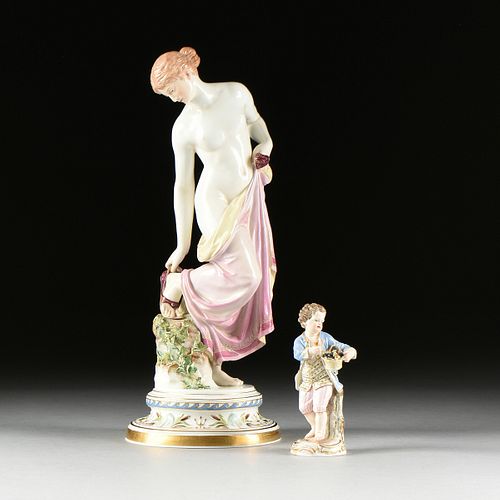 TWO MEISSEN POLYCHROME PAINTED 381748