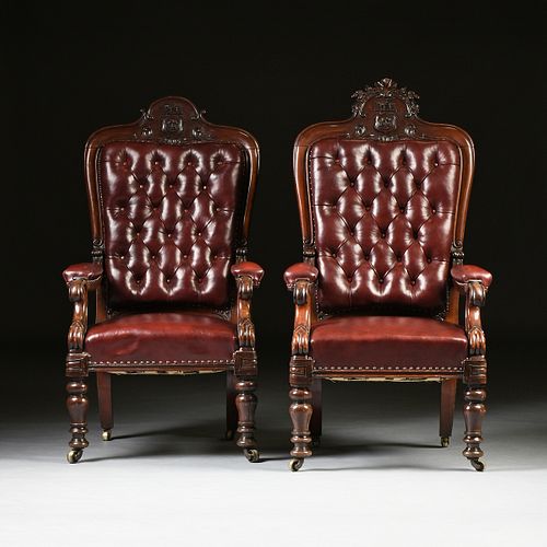 A PAIR OF EARLY VICTORIAN TUFTED 3817e7