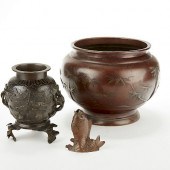 GRP: 3 JAPANESE BRONZE CENSERS AND VASES