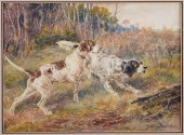 EDMUND OSTHAUS WATERCOLOR HUNTING DOGS