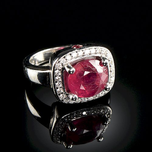 A 14K WHITE GOLD RUBY AND DIAMOND 381aa1