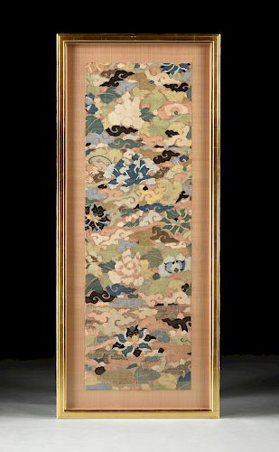 A CHINESE POLYCHROME SILK FLORAL 381c2a