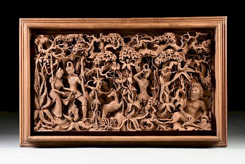A SOUTH EAST ASIAN CARVED TEAK 381c55