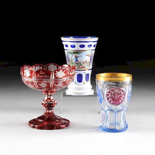A GROUP OF TWO BOHEMIAN GLASS BEAKERS 381c88