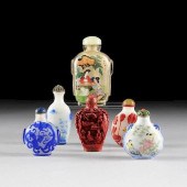 A GROUP OF SIX CHINESE SNUFF BOTTLES  381cd3