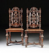 A PAIR OF VICTORIAN CARVED WALNUT SIDE