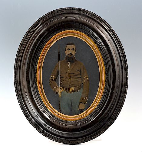 CIVIL WAR PAINTED WHOLE PLATE TINTYPE  381e09