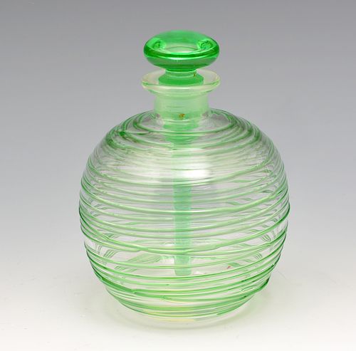 STEUBEN GREEN THREADED GLASS PERFUME 381e79