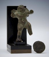 ROMAN BRONZE CUPID FIGURE ON STAND AND