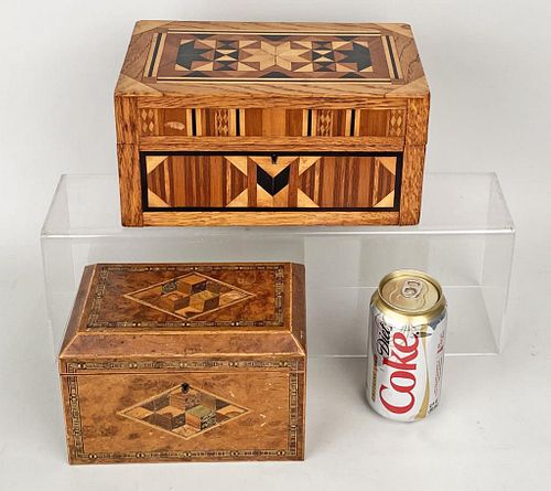 TWO ANTIQUE INLAID WOOD BOXESone 38254d