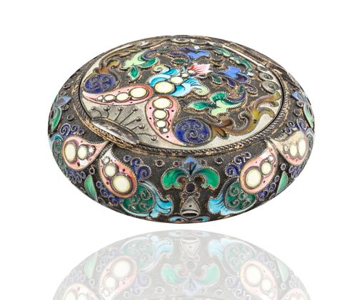 CLOISONNE AND SILVER ENAMEL PILL 3800fc