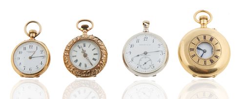 FOUR ASSORTED SMALL POCKET WATCHESFOUR 380109