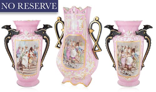 SET OF THREE PORCELAIN VASES TWO 3804aa