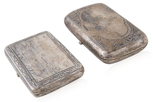 A PAIR OF RUSSIAN SILVER AND NIELLO 3804c8
