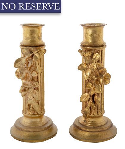 PAIR OF GILT CANDLESTICKS, EARLY