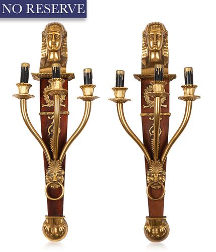 A PAIR OF EGYPTIAN REVIVAL WOOD 3804f2