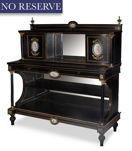 A LOUIS XVI STYLE WOOD CARVED BLACK 380526