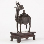 CHINESE MING DYNASTY BRONZE DEER W/