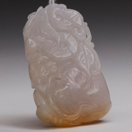 CHINESE CARVED PALE JADE PLAQUEChinese 3808cf