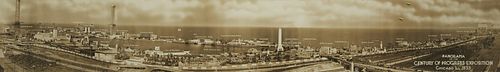 LARGE PANORAMIC VIEW OF 1933 CHICAGO 380a15