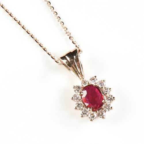 A 14K ROSE GOLD DIAMOND AND RUBY 380ab0