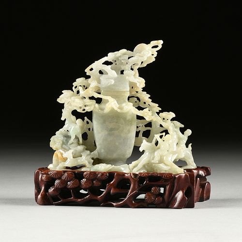 A CHINESE CELADON JADE COVERED 380ba4