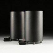 A PAIR OF MID CENTURY BLACK CANISTER 380d3c