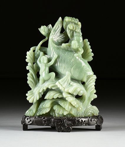 A LARGE CHINESE CARVED CELADON 380d97