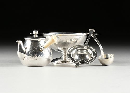 FOUR ARTS AND CRAFTS HAMMERED TEA 380e03