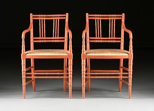 A PAIR OF REGENCY STYLE CORAL PINK 380e9d