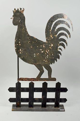 PAINTED SHEET IRON ROOSTER WEATHERVANEPainted 383c83