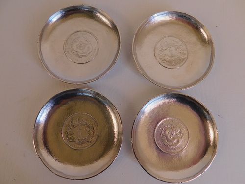 SET 4 CHINESE SILVER COIN TRAYSSet 383d4b