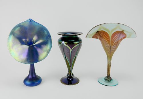 3 ART GLASS VASES3 Art Glass vases  383f3f