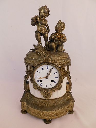 FRENCH BRONZE MARBLE CLOCK19th 3847bf