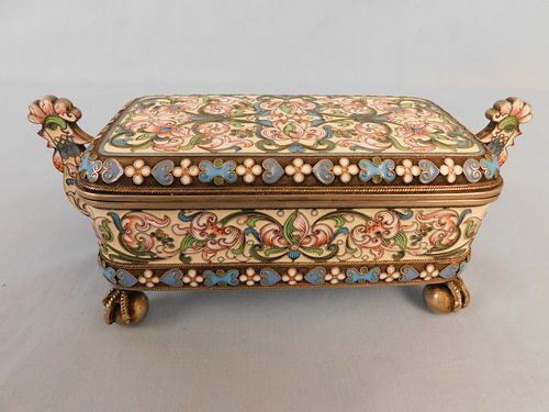 RUSSIAN SILVER ENAMELED BOXAntique 3847f7
