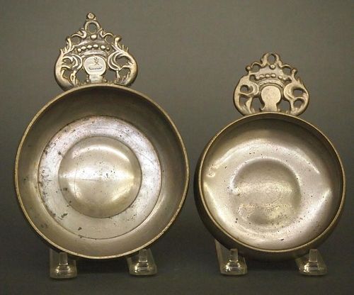 2 PEWTER PORRINGERSTwo early 19th 384a3d