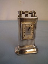 DUNHILL LIGHTER WATCHOld silver plated